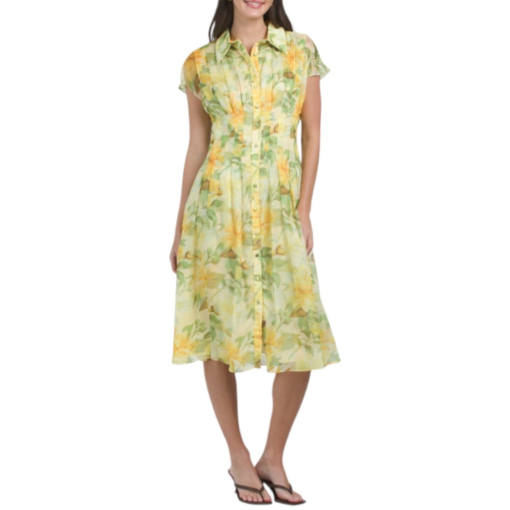 Mikael Aghal Floral Print Midi Dress